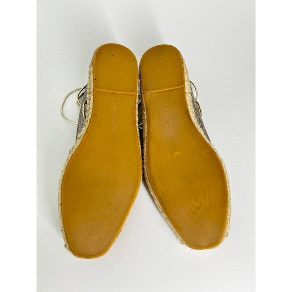 Zara Woman Sparkly Lace Up Flat Espadrilles Size 8 - Picture 9 of 10